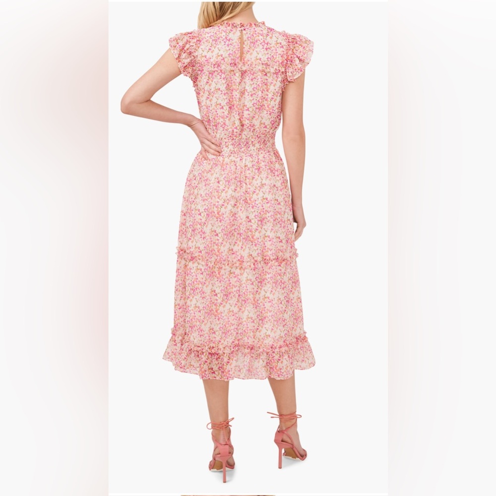 CeCe | Smocked Waist Ruffle Tiered Midi Dress